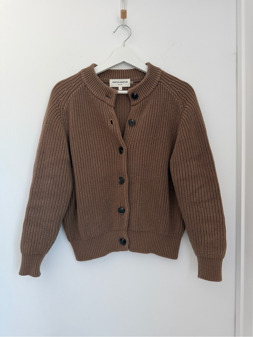Demy by Demylee XS Audrey Cotton Chunky Cardigan Brown Fisherman
